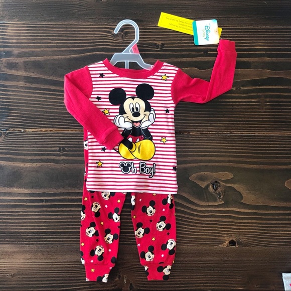 Mickey Mouse Pajamas 2pc Set Boys Sleepwear Select Size Infant Mos Toddler NWT